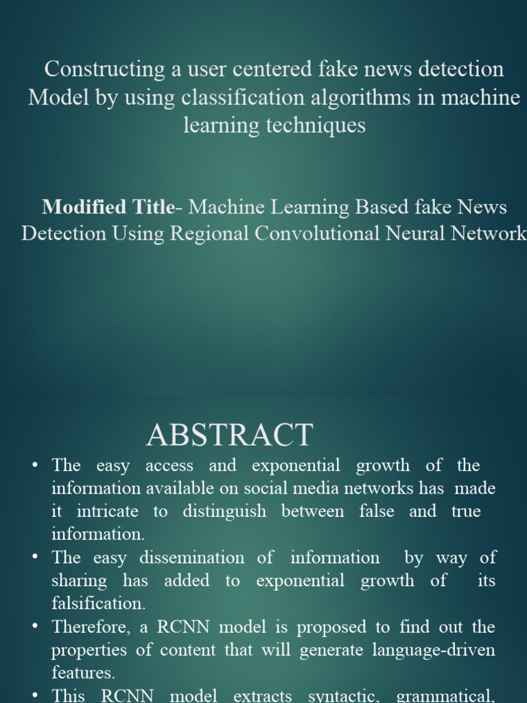 Machine Learning for Fake News Detection | PDF | Cognition | Applied ...