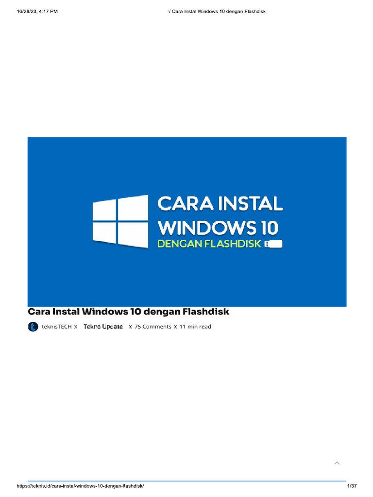 Cara Instal Windows 10 Dengan Flashdisk | PDF