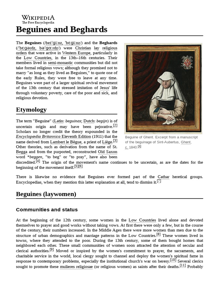 Beguines: Medieval Lay Religious Women | PDF | Christian Mysticism
