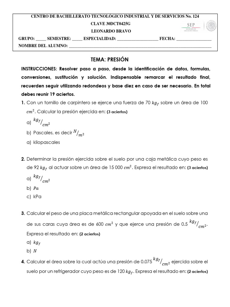 Presión 074416 Pdf Presión Pascal Unidad
