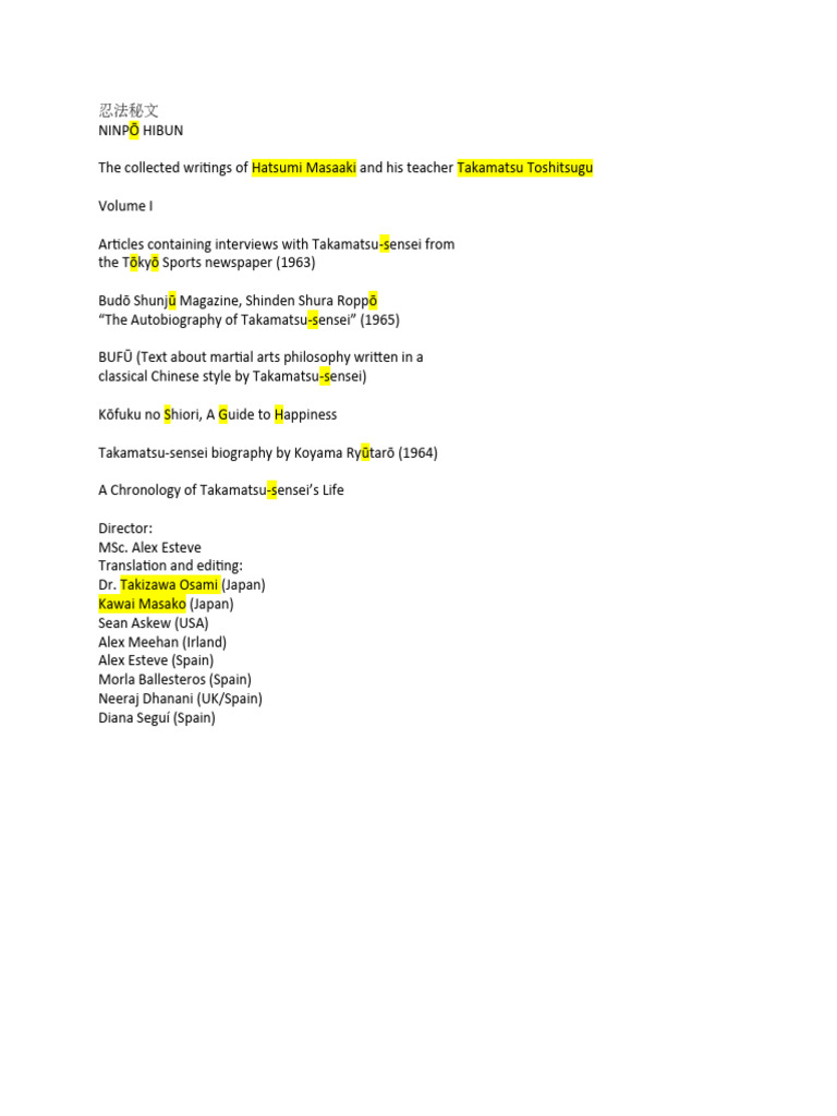 Ninpo Hibun Corrections Sample PDF Combat Sports Japanese Martial