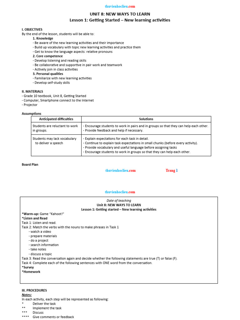 Ga tieng anh 10 global unit 8 new ways to learn pdf educational