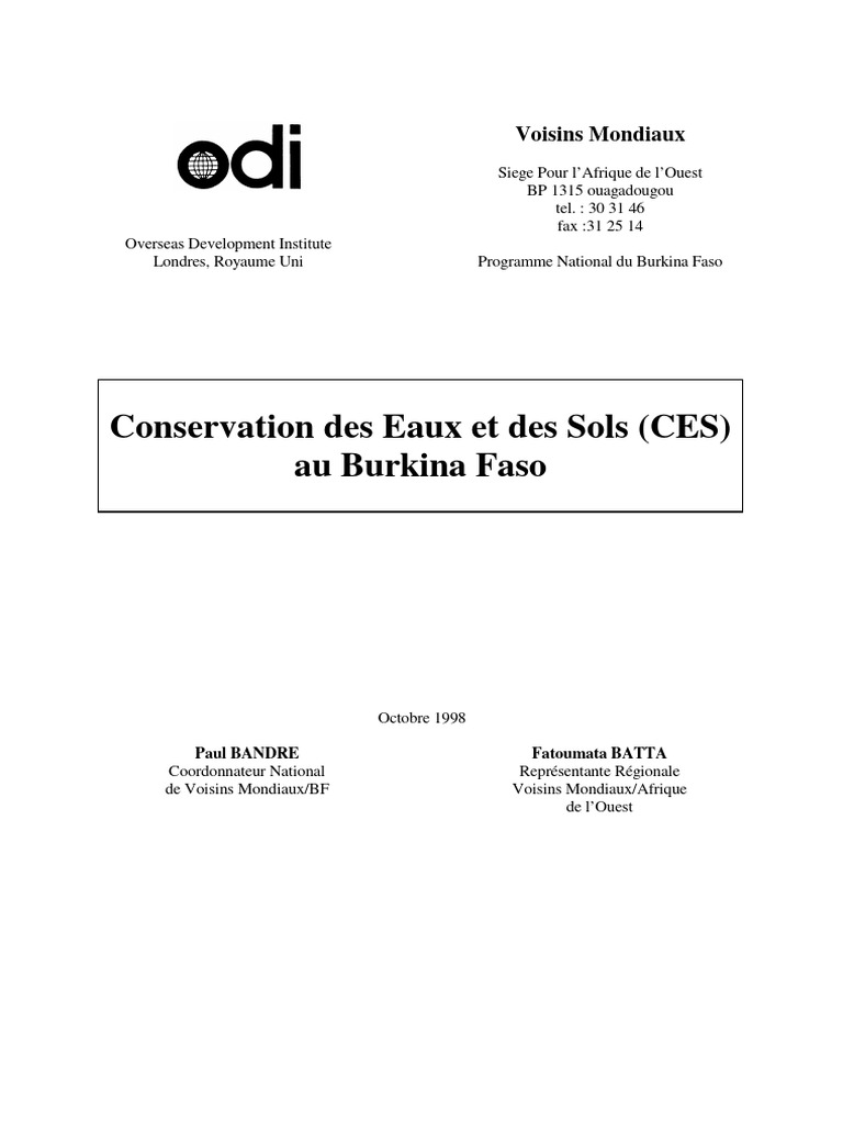 Conservation des Eaux et Sols au Burkina | PDF | Sol (pédologie ...
