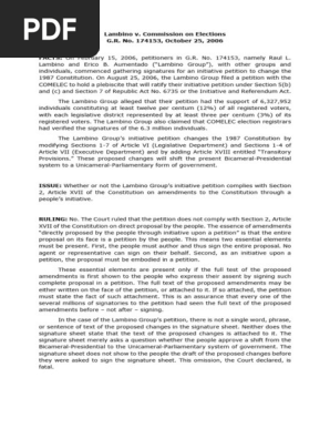 Lambino v. COMELEC - Case Digest