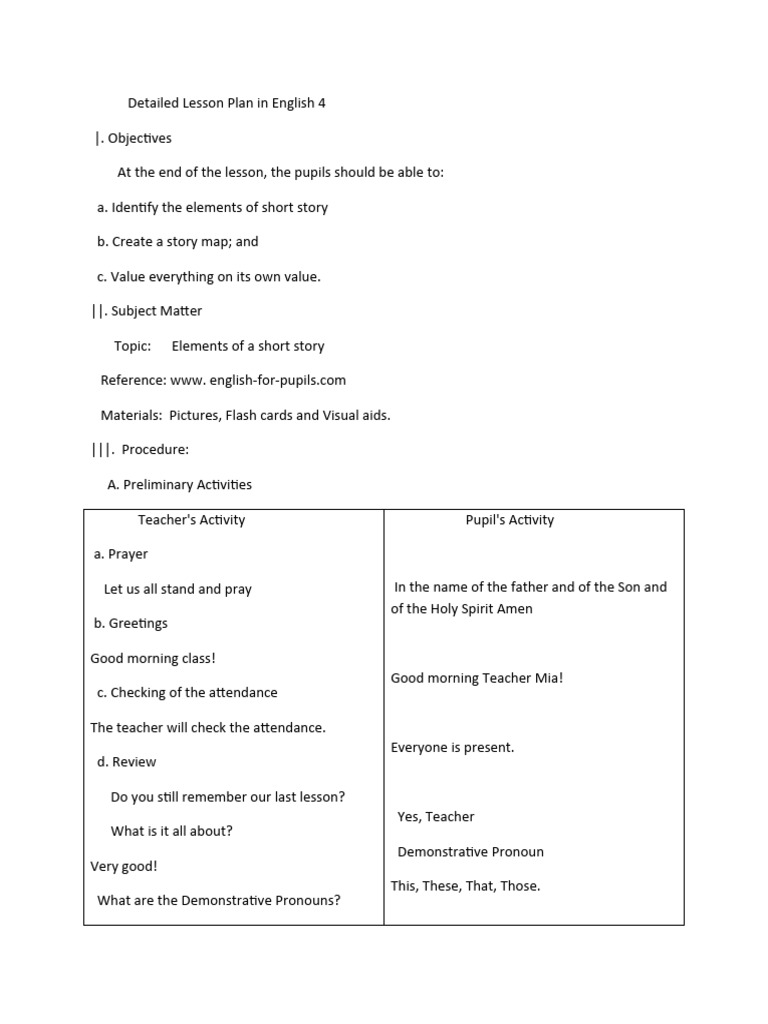 Detailed Lesson - English Reading | PDF