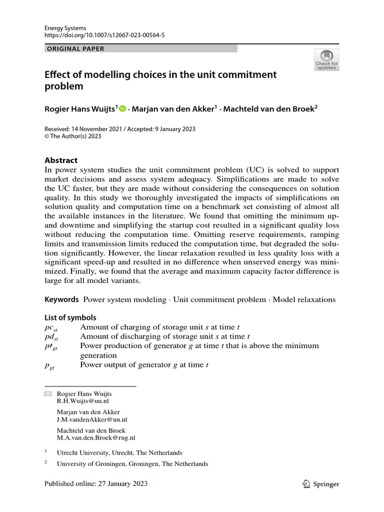 Unit Commitment Constraints Meaning