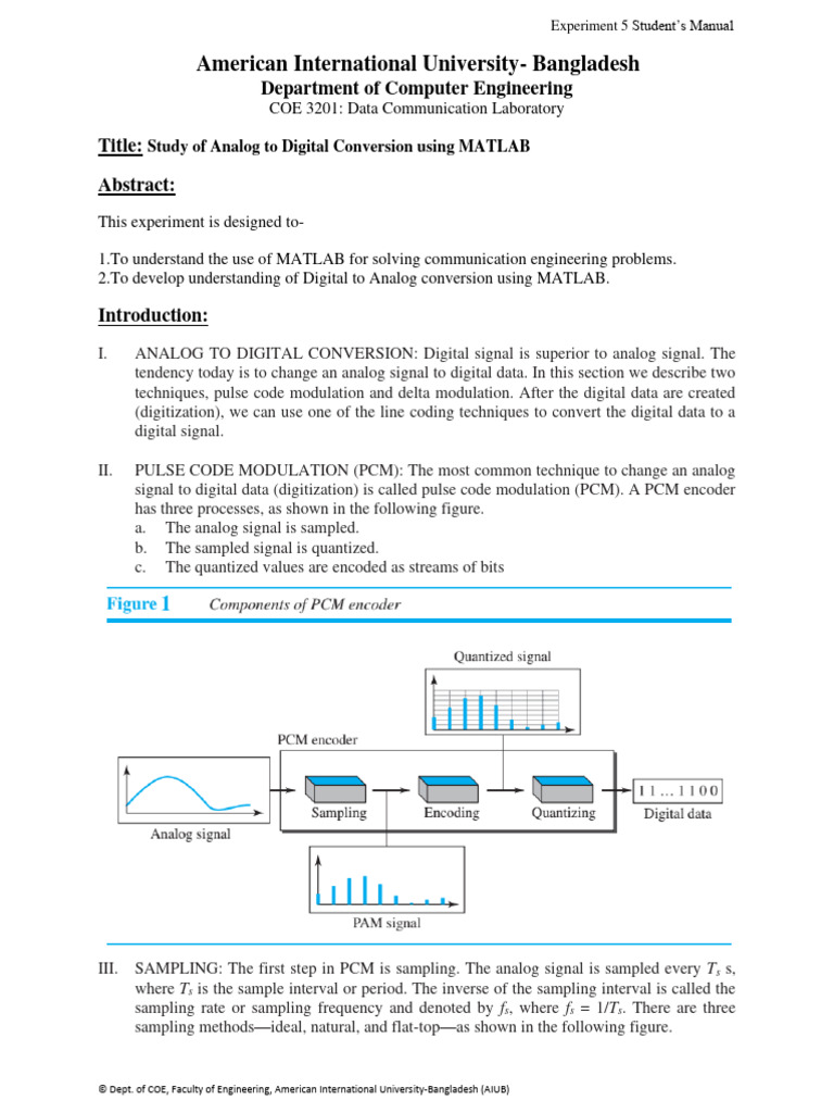 Analog to Digital Conversion in MATLAB | PDF | Sampling (Signal ...