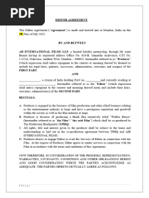 Editor Agreement