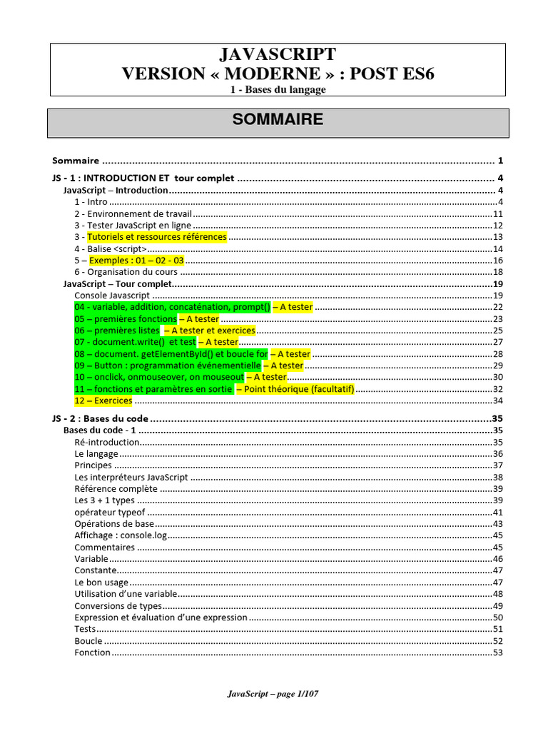 Javascript 01 Les - Bases | PDF | JavaScript | Ajax (Programmation)