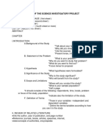 Outline of The Science Investigatory Project 3