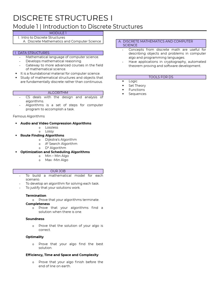Module 1 | PDF | Discrete Mathematics | Algorithms