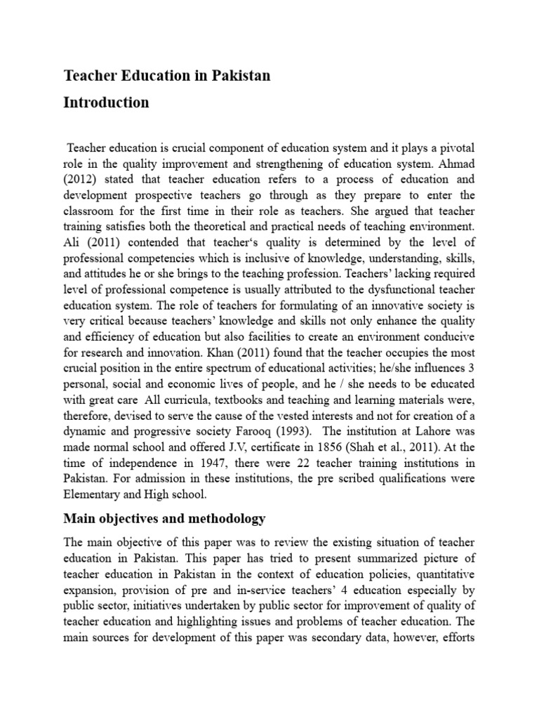 Teacher Education Overview in Pakistan | PDF | Teachers | Teacher Education