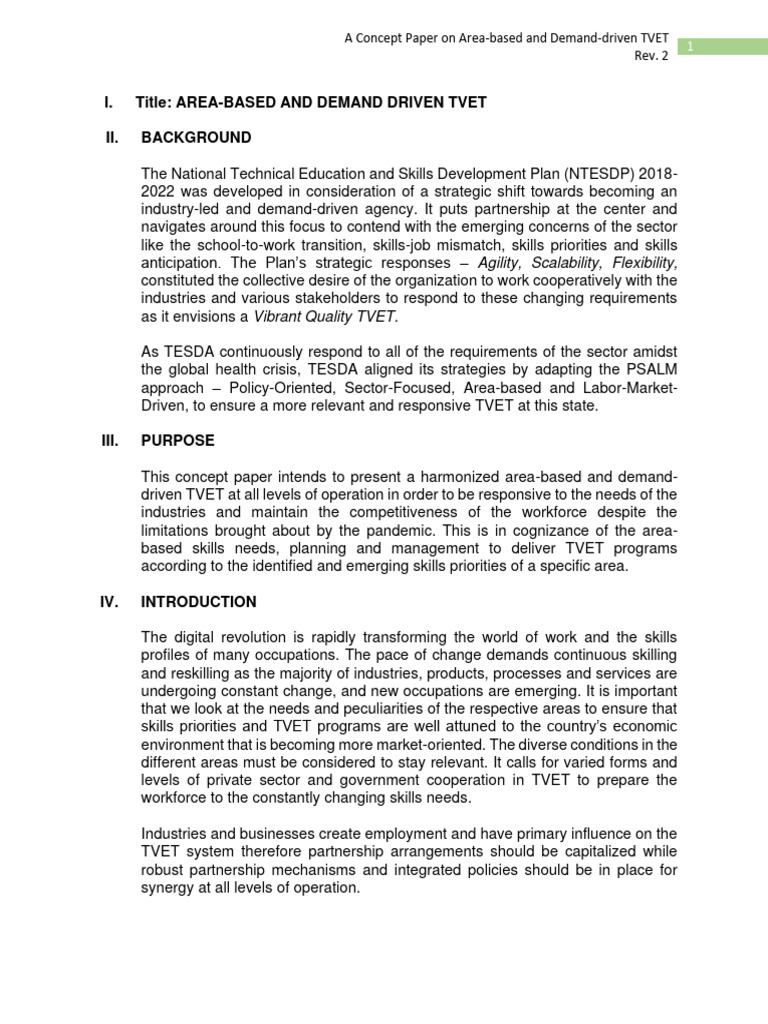 Area-Based Demand-Driven TVET Strategy | PDF | Learning | Vocational ...