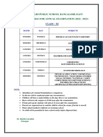 Delhi Public School Bangalore-East Time Table For Annual Examination (2022 - 2023)