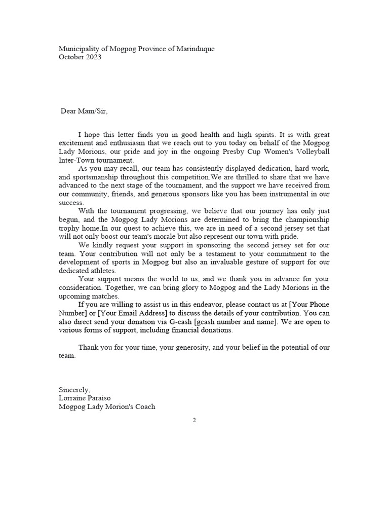 Solicitation Letter Pdf