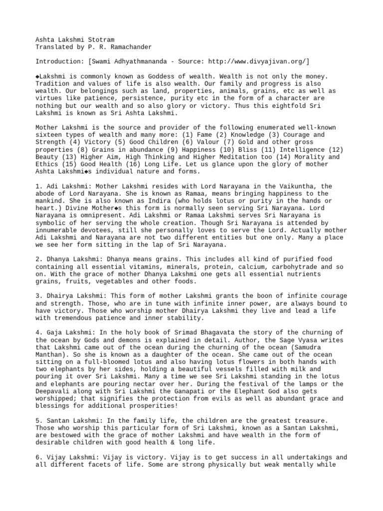 ASHTA LAXMI STOTRAM IN ENGLISH PDF visual data 8