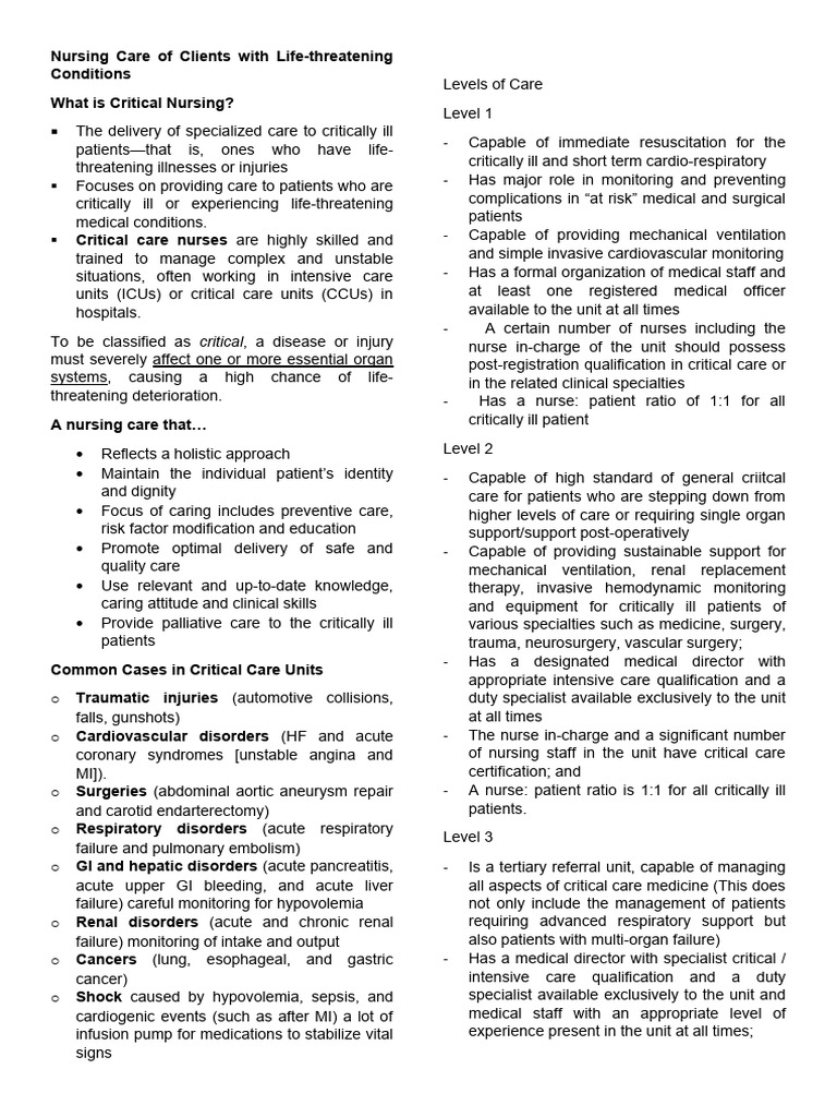 Critical Care Nusring | PDF | Intensive Care Unit | Intensive Care Medicine
