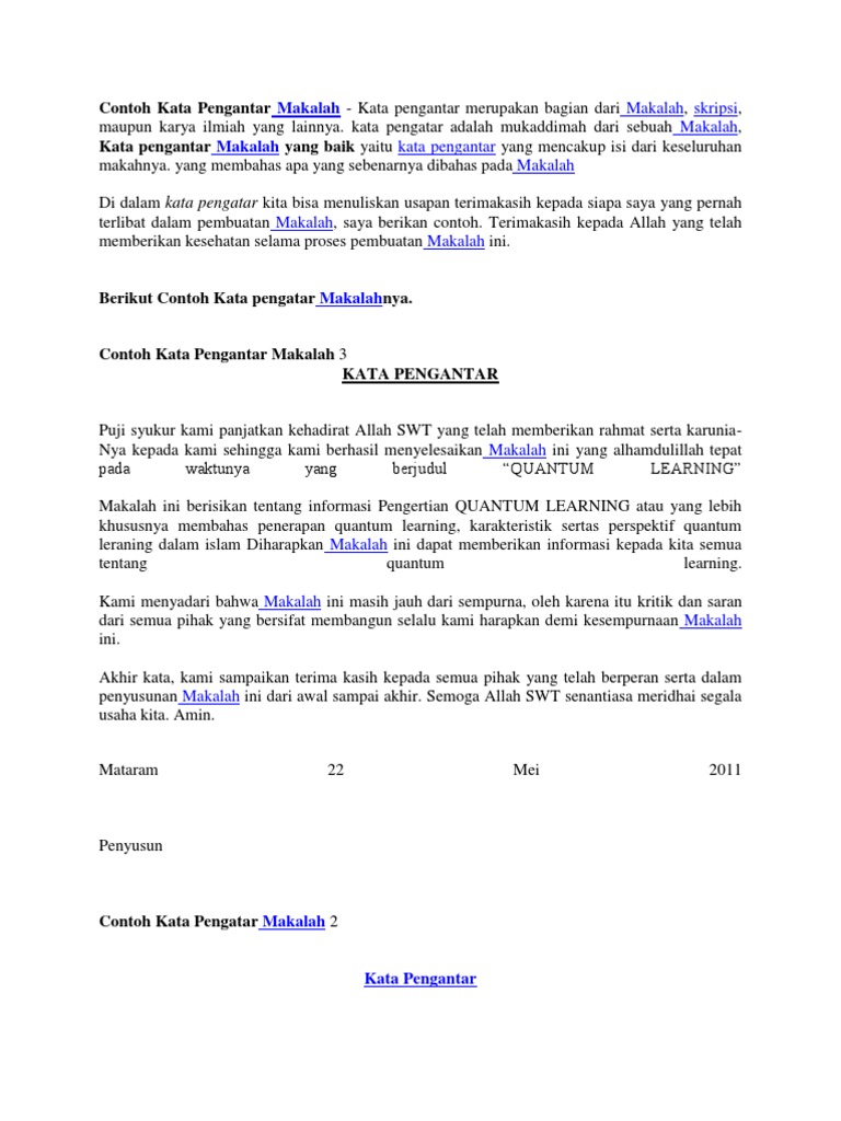 Contoh Kata Pengantar Dan Daftar Isi Makalah