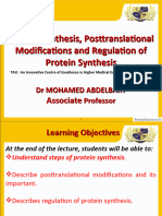 Lecture 10 Protein Synthesis, Post-Translational Modificationsand, Regulation of Protein Synthesis MD2 Part II 2023 by DR Mohamed Abdelbaky