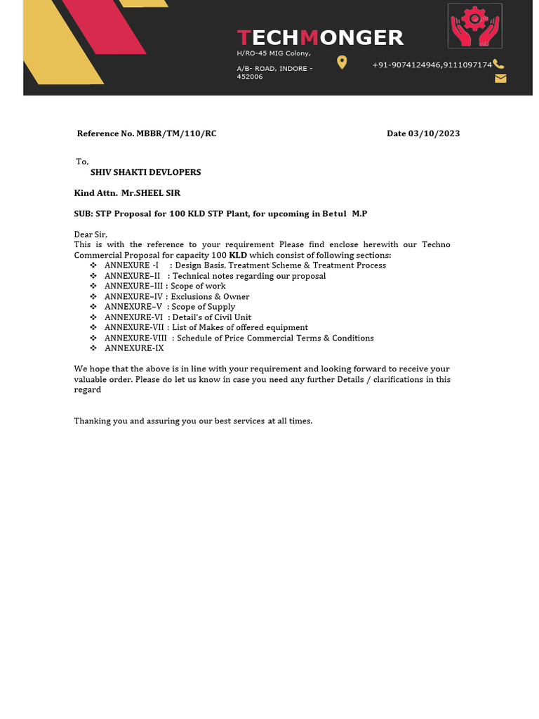 STP Proposal for Shiv Shakti Developers | PDF | Sewage | Sanitation