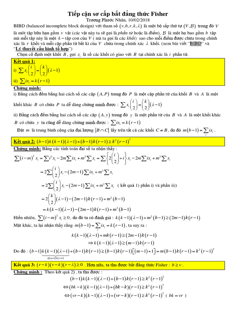Tiếp cận sơ cấp bất đẳng thức Fisher | PDF