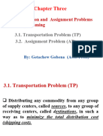 Chapter 3 - Transporatition and Assignment Models & Programming