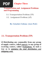 Chapter 3 - Transporatition and Assignment Models & Programming