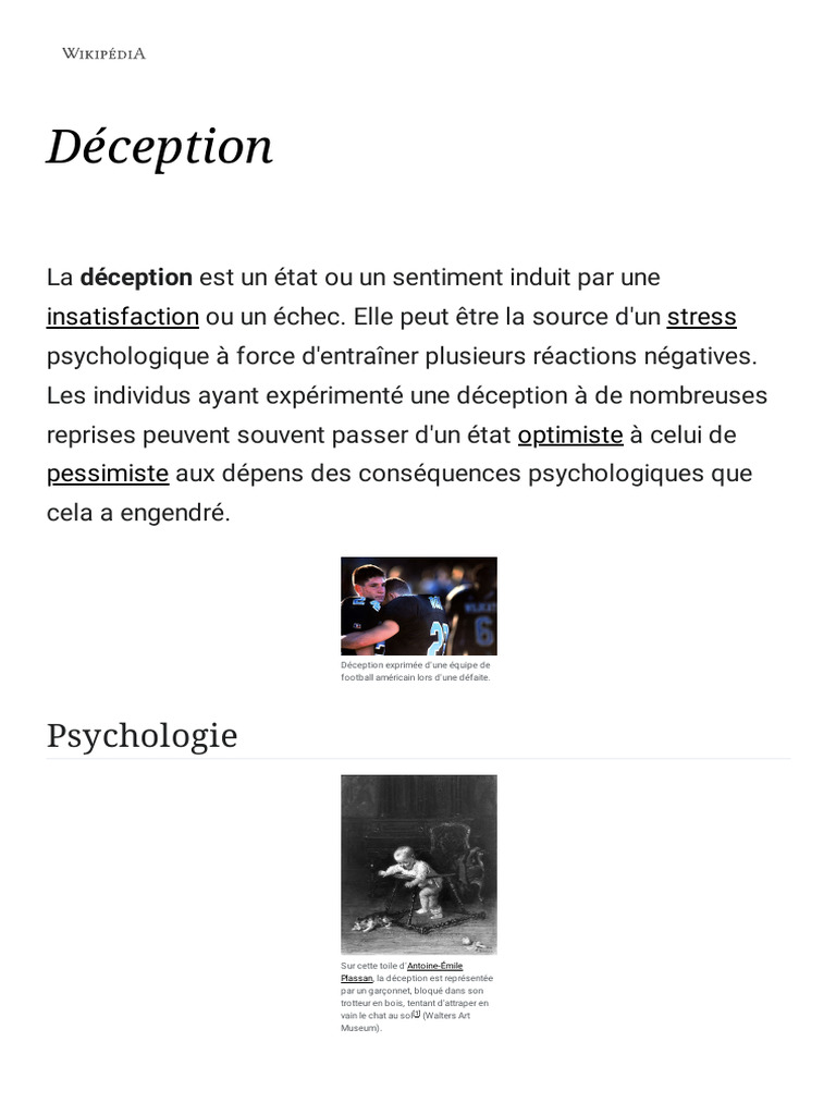 Comprendre la Déception Psychologique | PDF | Risque | Métaphysique de ...