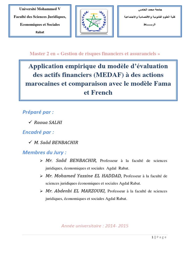 Application du MEDAF aux actions marocaines | PDF | Modèle d'évaluation ...