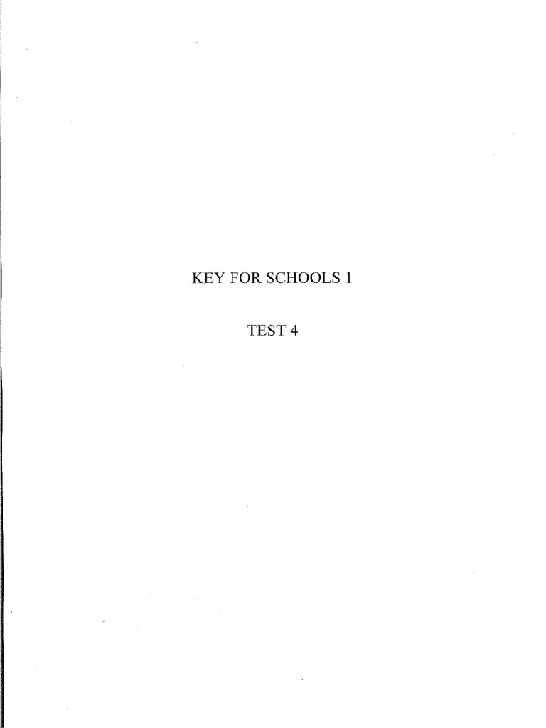 Key For Schools 1 Test 4 | PDF