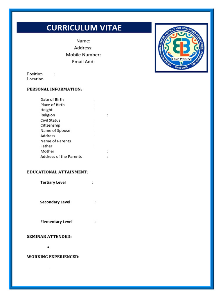 Sample of Curriculum Vitae | PDF