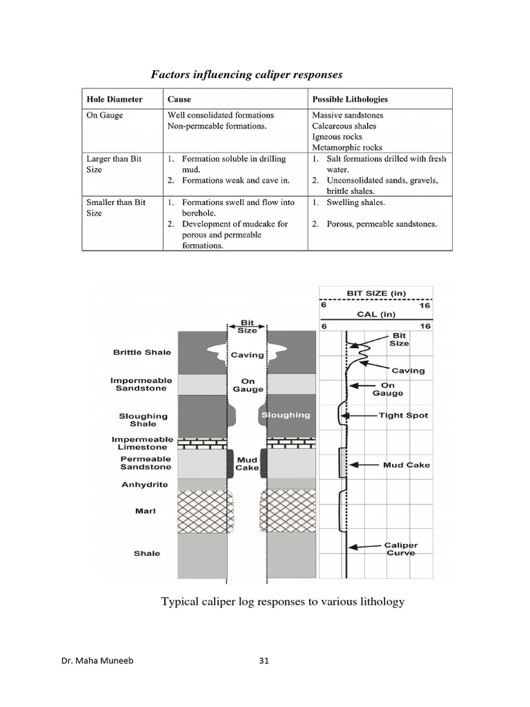 Caliper Log PDF Physical Chemistry Electricity