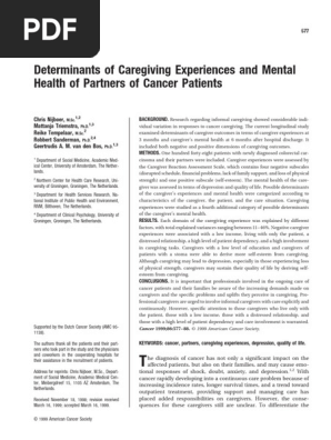 Determinants of Caregiving Experiences and Mental