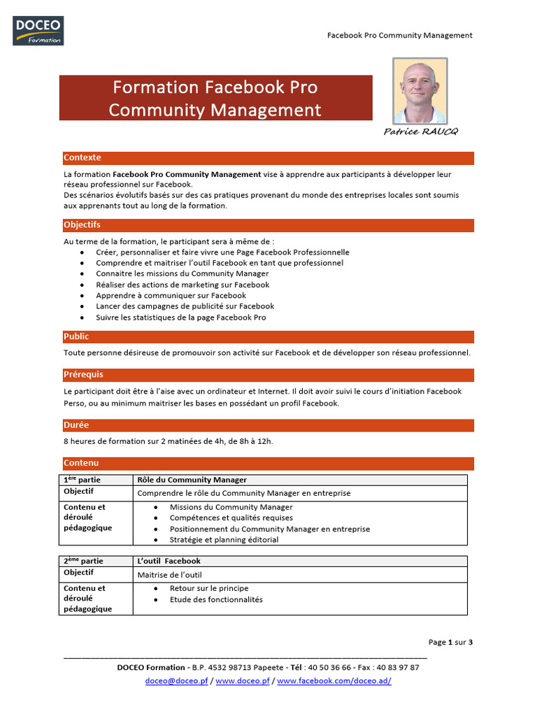 Formation Facebook Pro Community Management | PDF | Pédagogie | Facebook