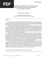 Student Participation and Behavior On The Performance of Physical Education of The College Students in Cavite State University