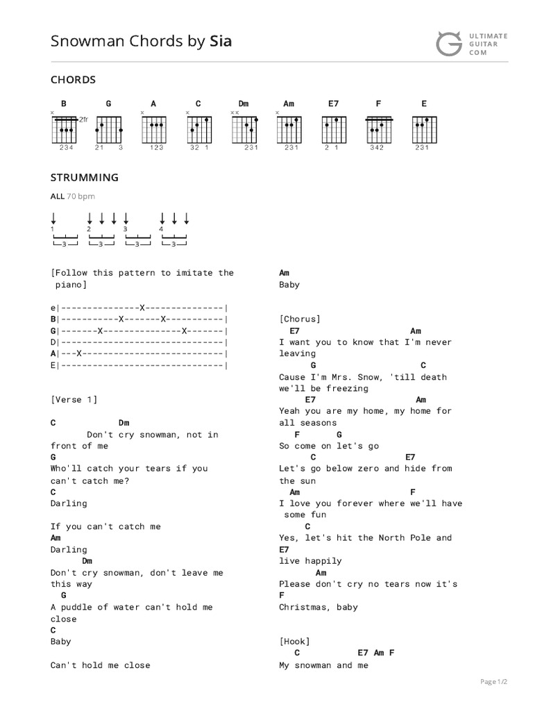 Snowman Chords (Ver 3) by Siatabs at Ultimate Guitar Archive PDF