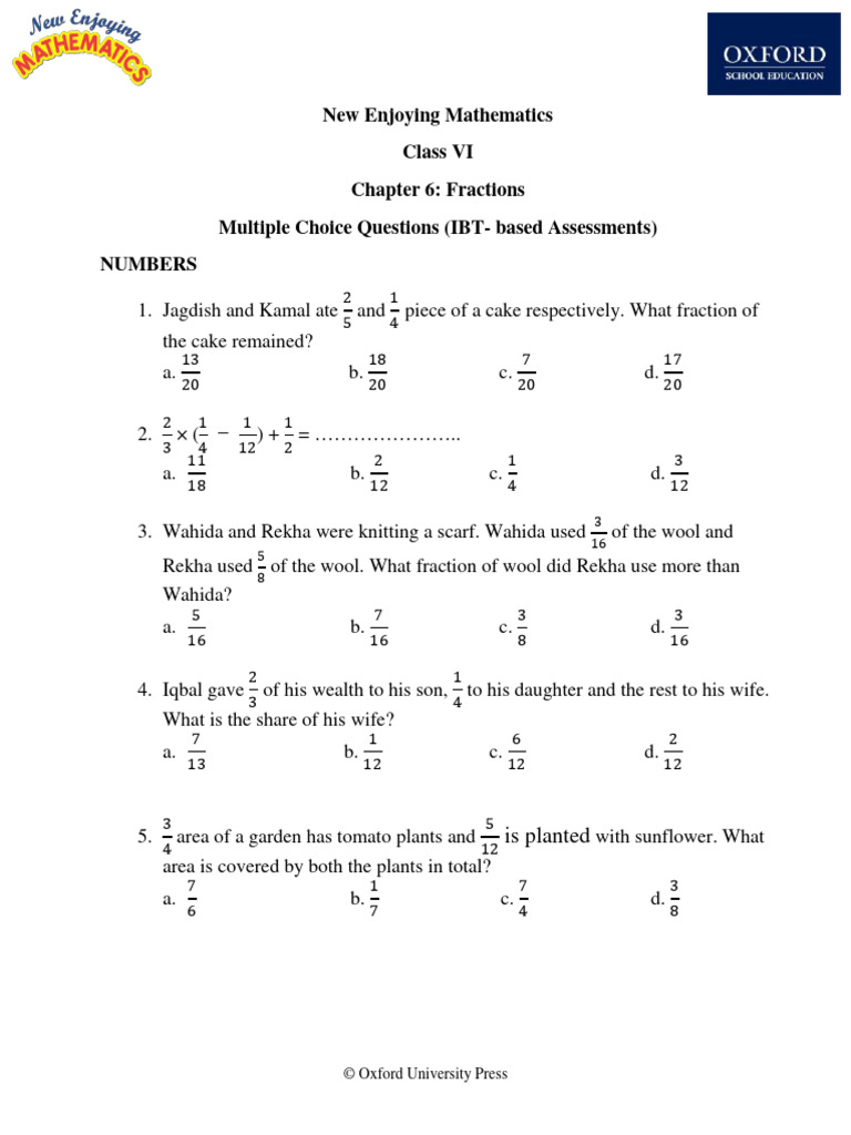 Chapter 6 Fractions Pdf