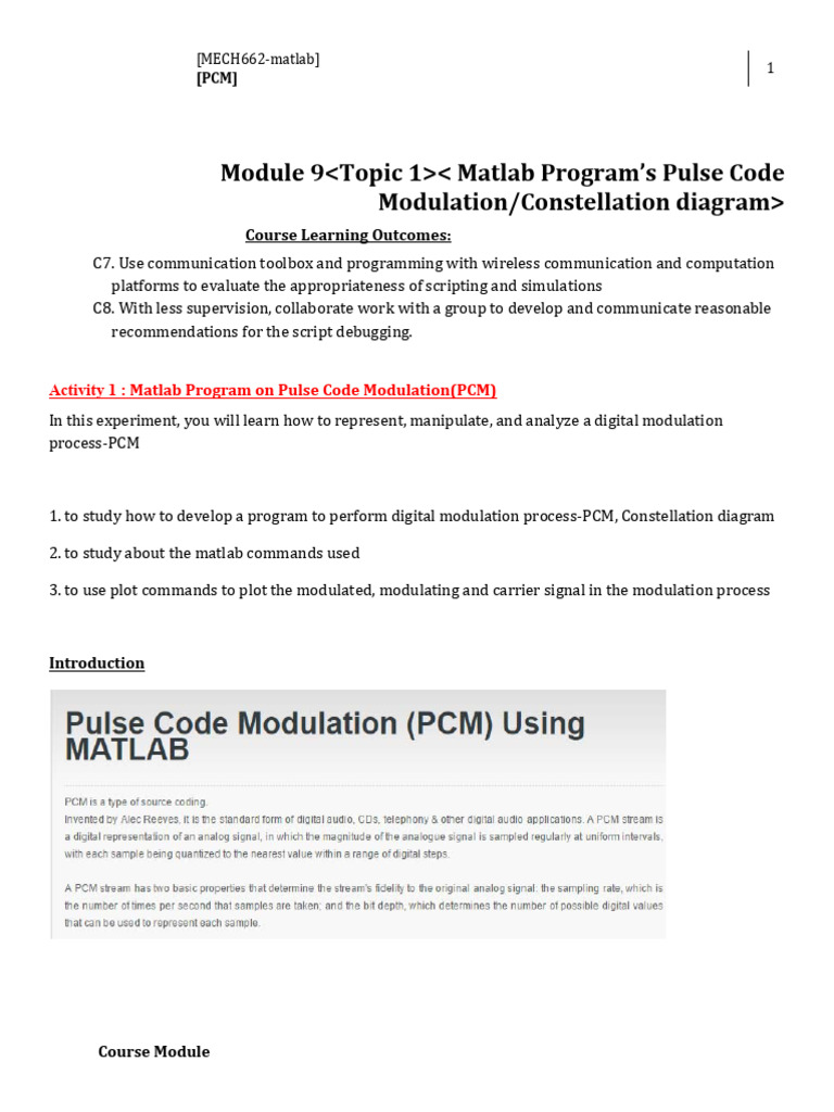 Module 9-Lab-8 - 2 | PDF | Modulation | Matlab