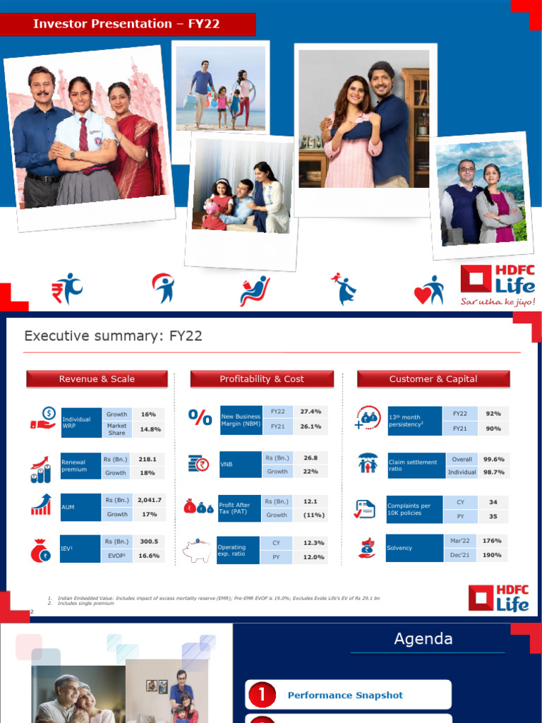 HDFC Life 12M FY2022 Investor Presentation PDF Insurance Life