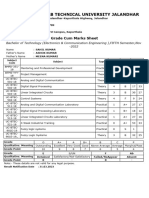 I.K.Gujral Punjab Technical University Jalandhar: Grade Cum Marks Sheet