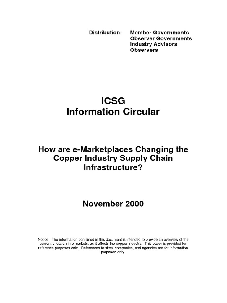 2000 11 Press Release How Are EMarketplaces Changing The Copper