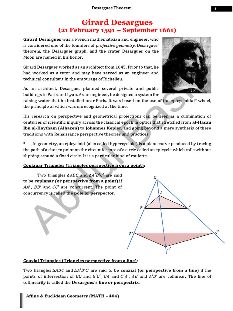 Desargues theorem by sir abdul basit pdf line geometry mathematics