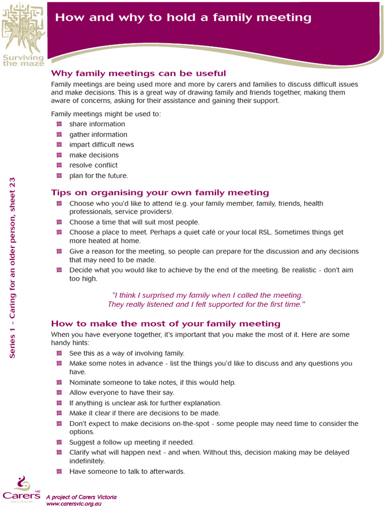How Family Meeting PDF Caregiver