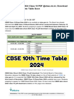 CBSE Date Sheet 2024 Class 10 PDF @cbse - Nic.in Download CBSE 10th Exam Time Table Soon