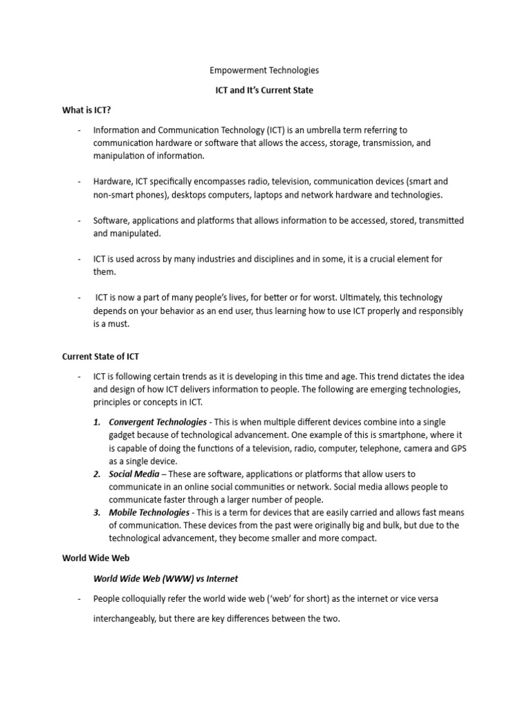 Empowerment Technologies Lessons | PDF | World Wide Web | Internet & Web