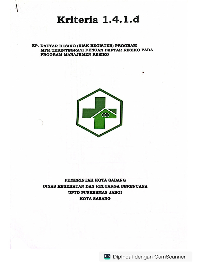 1 4 1 D Daftar Resiko Risk Register Program Mfk Pdf
