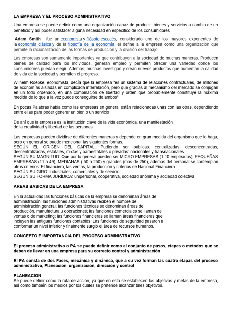 Proceso Administrativo en Empresas | PDF | Business | Planificación