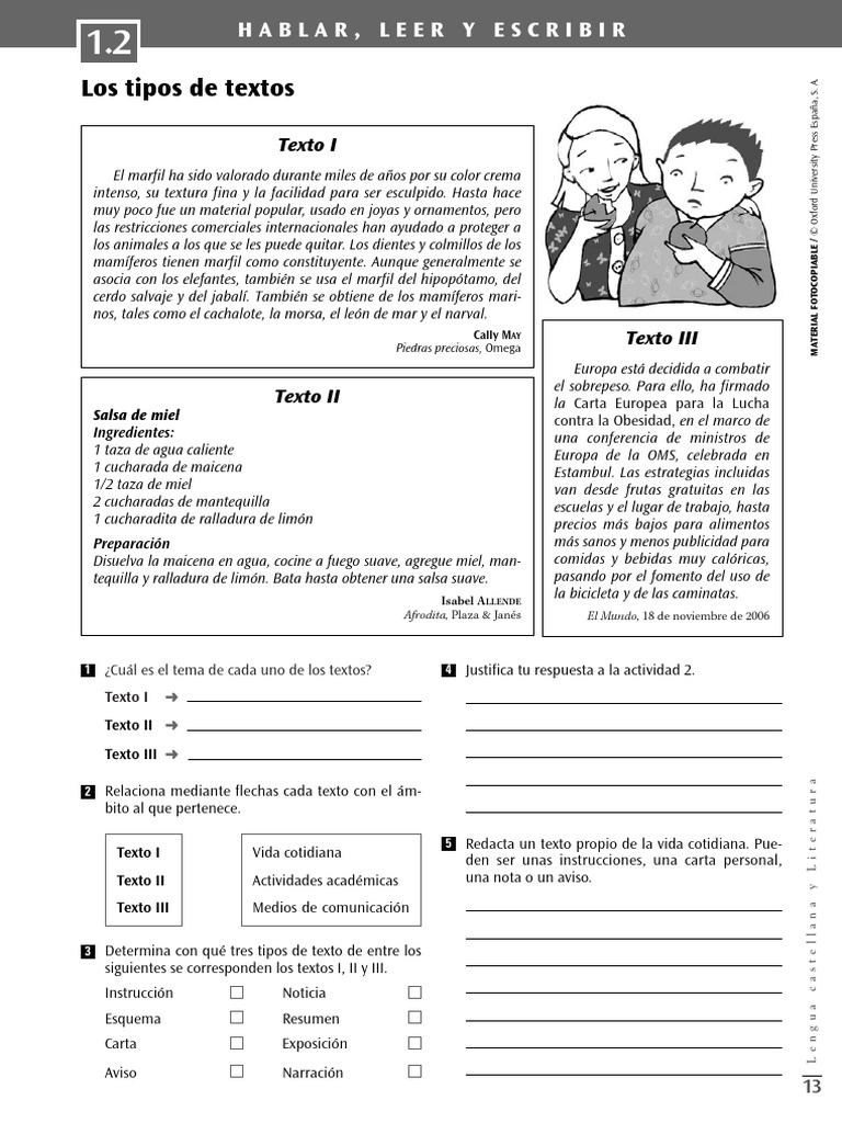 1º ESO. Tipos de Texto. Versión A. Oxford | PDF