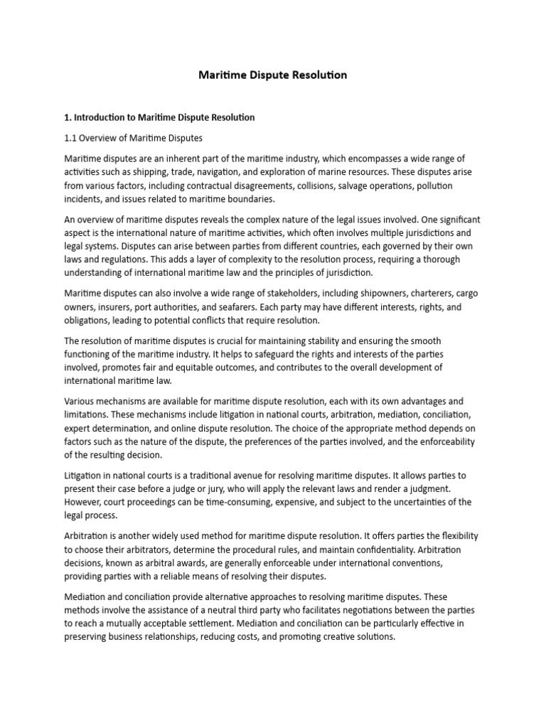 Maritime Dispute Resolution Pdf United Nations Convention On The
