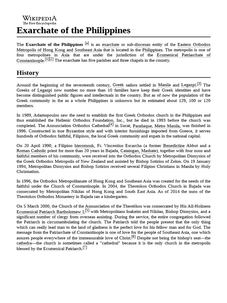 Exarchate of The Philippines PDF Religious Organizations